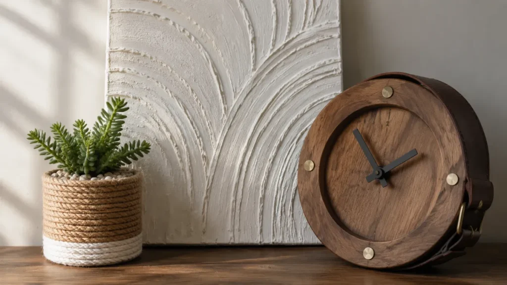 DIY Upcycled Home Decor Ideas – Rope Planter, Textured Wall Art & Rustic Clock