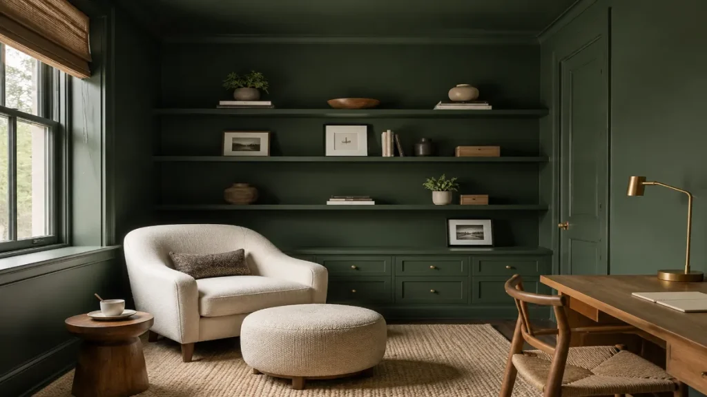 Modern Forest Green Home Office Interior