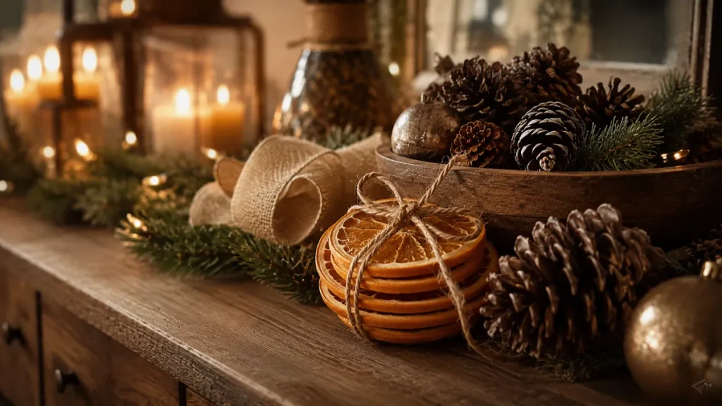 rustic-christmas-console-table-decor